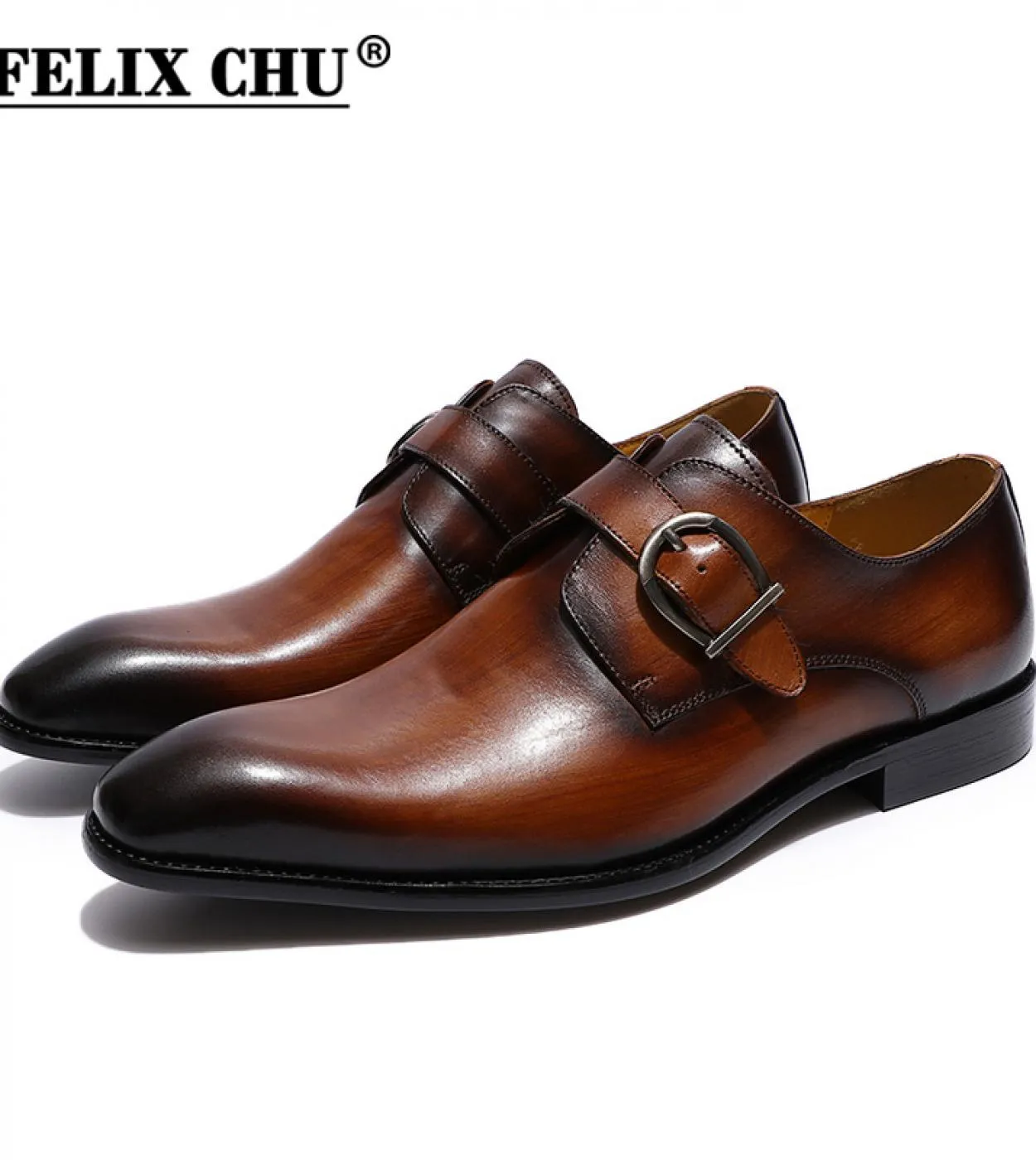 Scarpe eleganti da uomo classiche Monk Strap Buckle Stile italiano fatto a mano in vera pelle formale da ufficio Scarpe da lavor