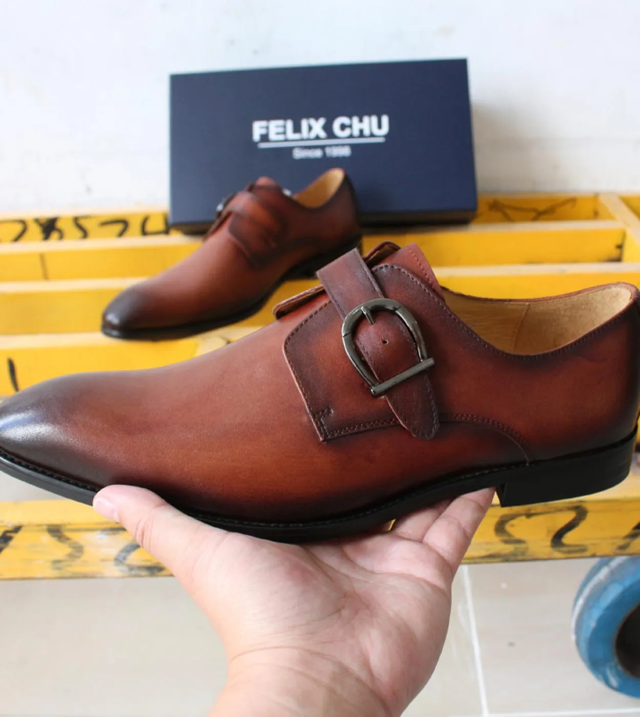 Scarpe eleganti da uomo classiche Monk Strap Buckle Stile italiano fatto a mano in vera pelle formale da ufficio Scarpe da lavor
