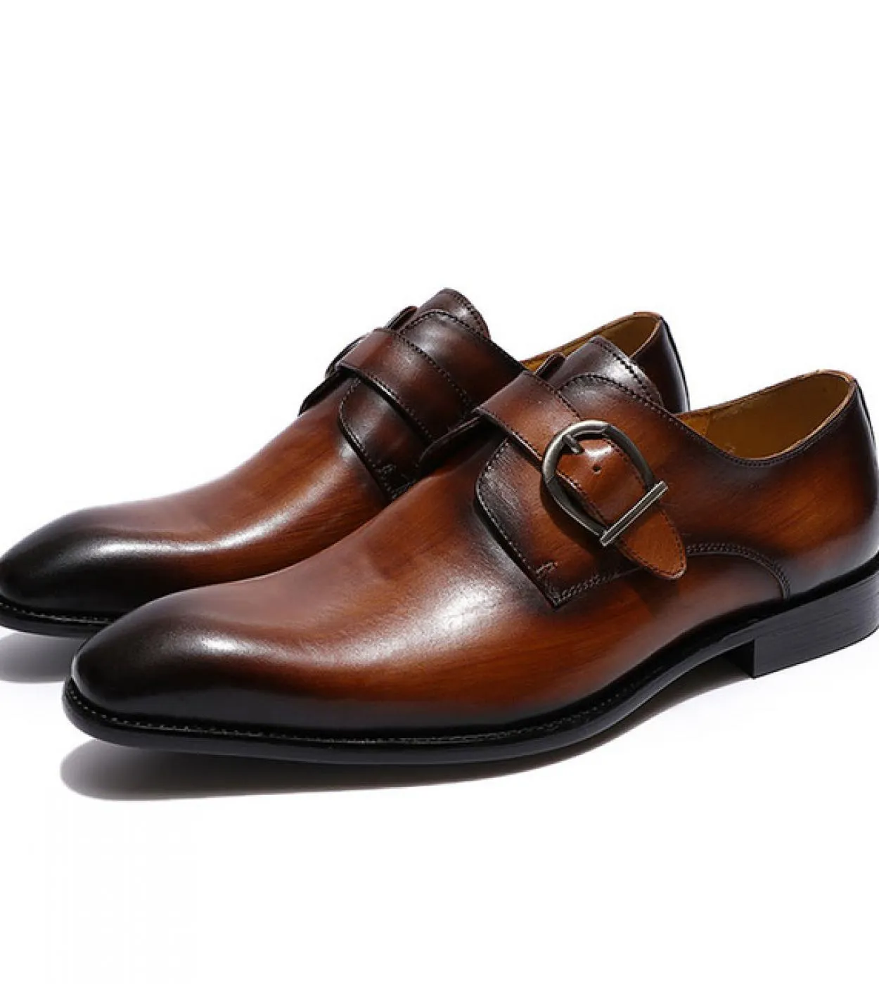 Scarpe eleganti da uomo classiche Monk Strap Buckle Stile italiano fatto a mano in vera pelle formale da ufficio Scarpe da lavor