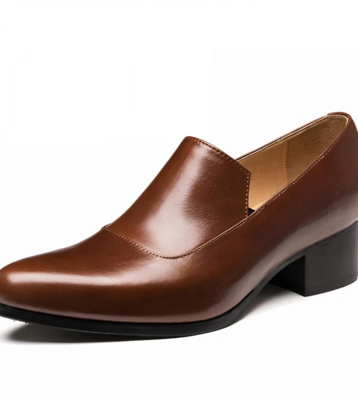 Scarpe eleganti da uomo con tacco alto 5 cm Scarpe eleganti da uomo di lusso in vera pelle di mucca Slip On 2022 Moda uomo Scarp
