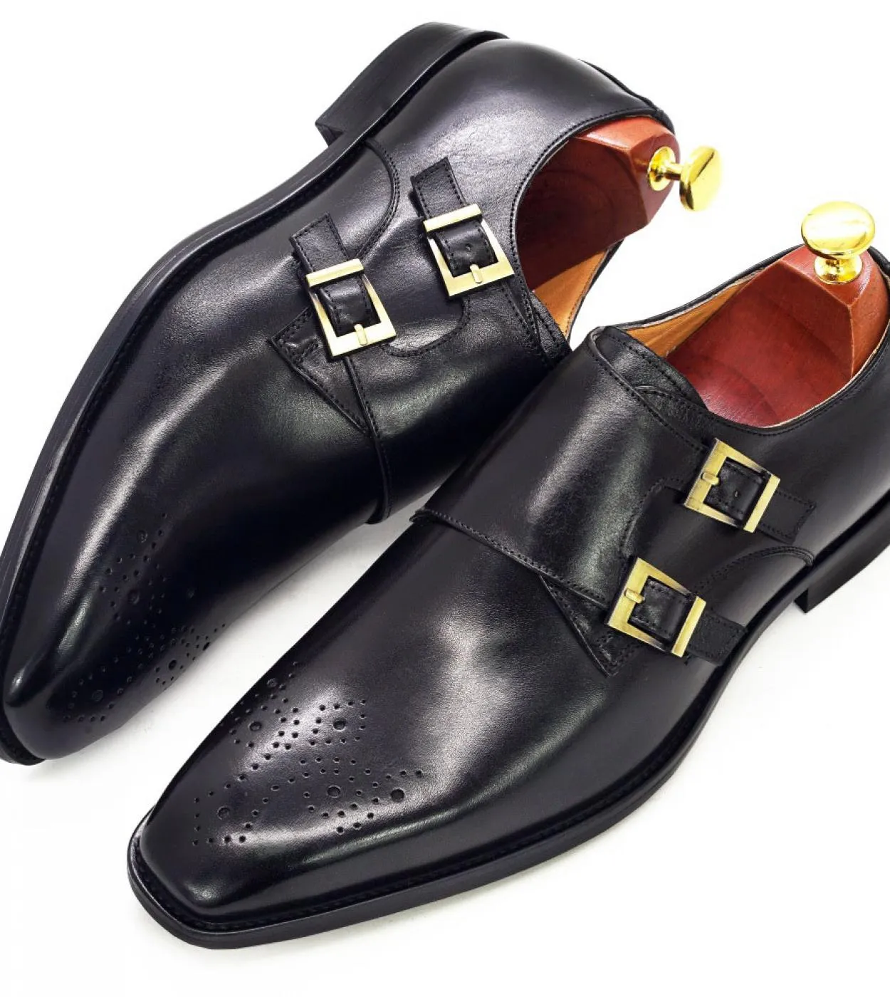 Scarpe eleganti da uomo in pelle con cinturino doppio monaco Scarpe eleganti da uomo con cinturino monaco nero Taglia