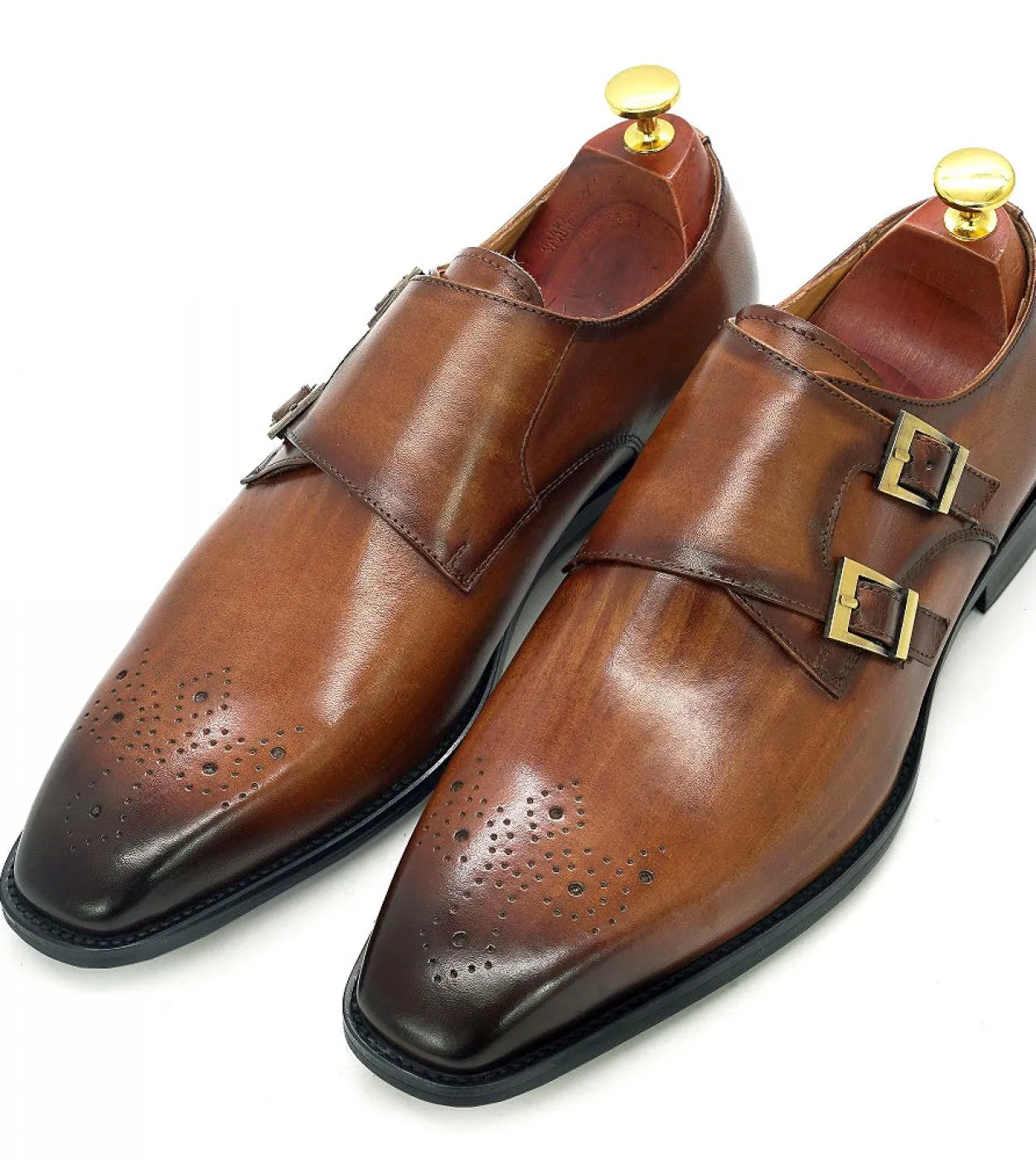 Scarpe eleganti da uomo in pelle con cinturino doppio monaco Scarpe eleganti da uomo con cinturino monaco nero Taglia