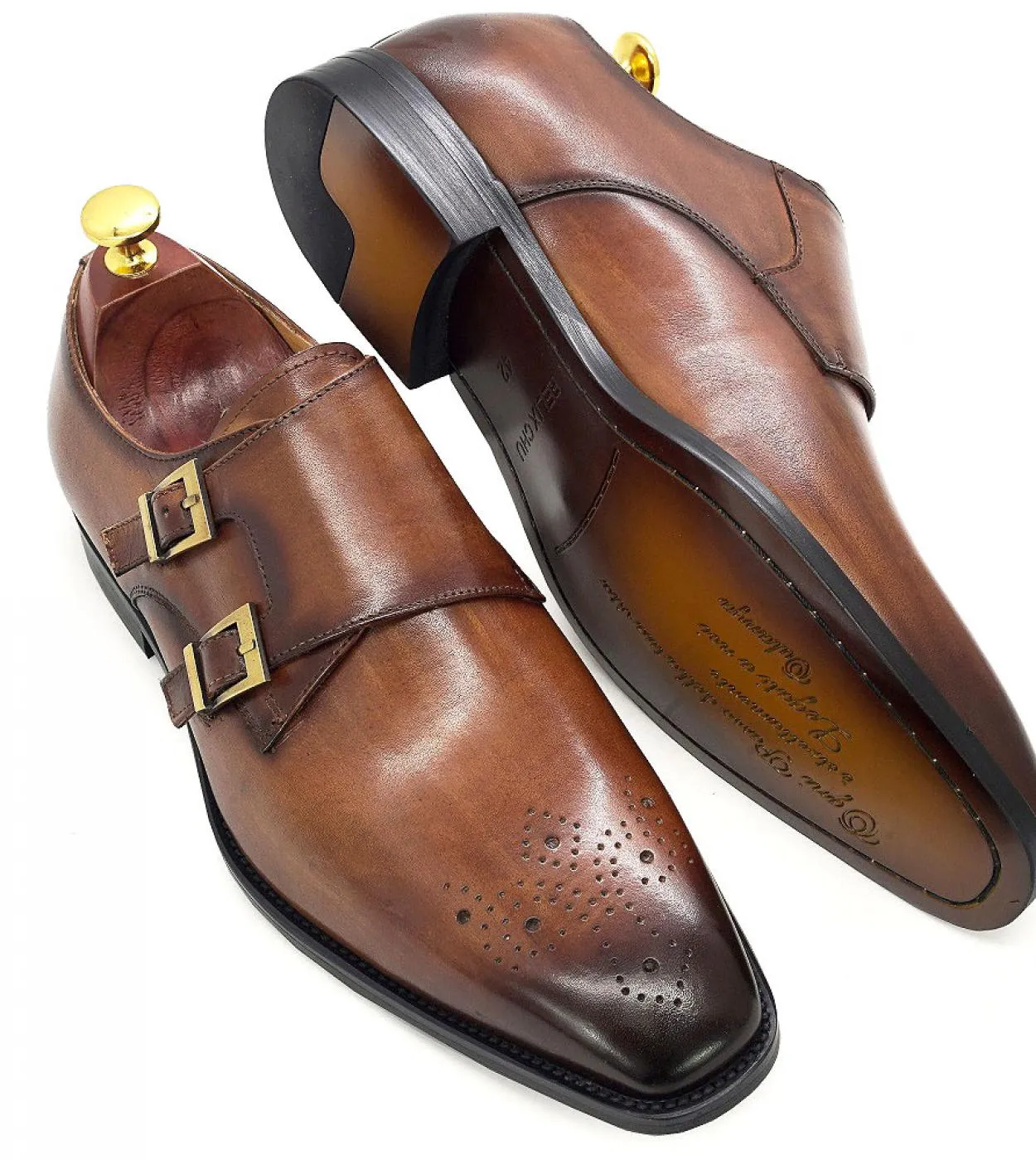 Scarpe eleganti da uomo in pelle con cinturino doppio monaco Scarpe eleganti da uomo con cinturino monaco nero Taglia