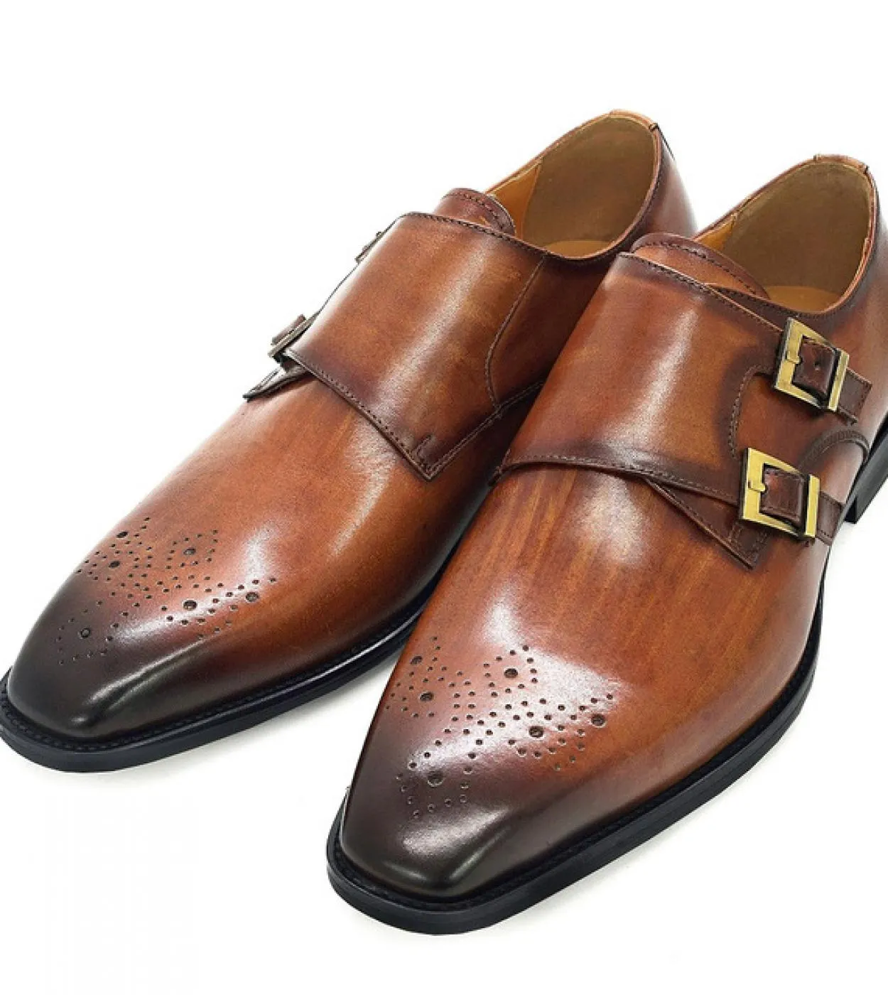 Scarpe eleganti da uomo in pelle con cinturino doppio monaco Scarpe eleganti da uomo con cinturino monaco nero Taglia