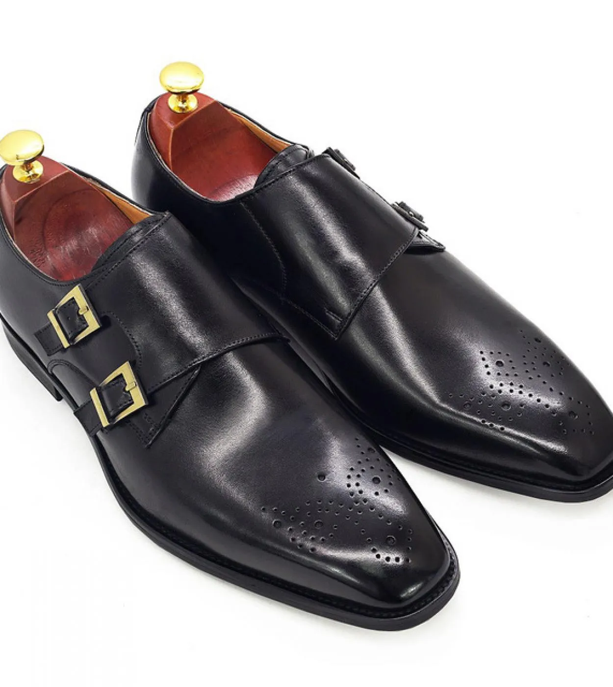 Scarpe eleganti da uomo in pelle con cinturino doppio monaco Scarpe eleganti da uomo con cinturino monaco nero Taglia
