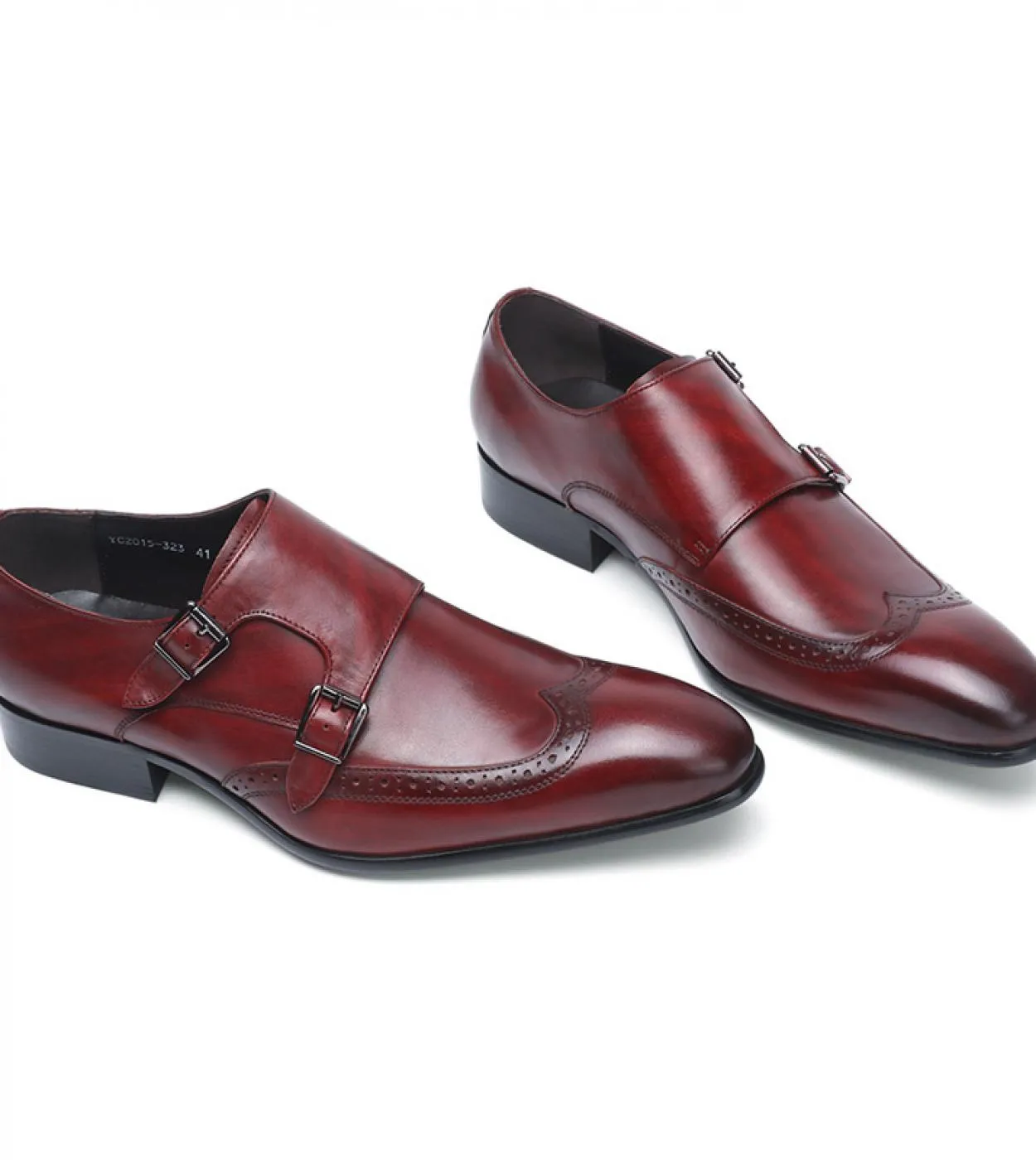 Scarpe eleganti da uomo Monk Strap Felix Chu Scarpe in pelle verniciata Genuino di alta qualità