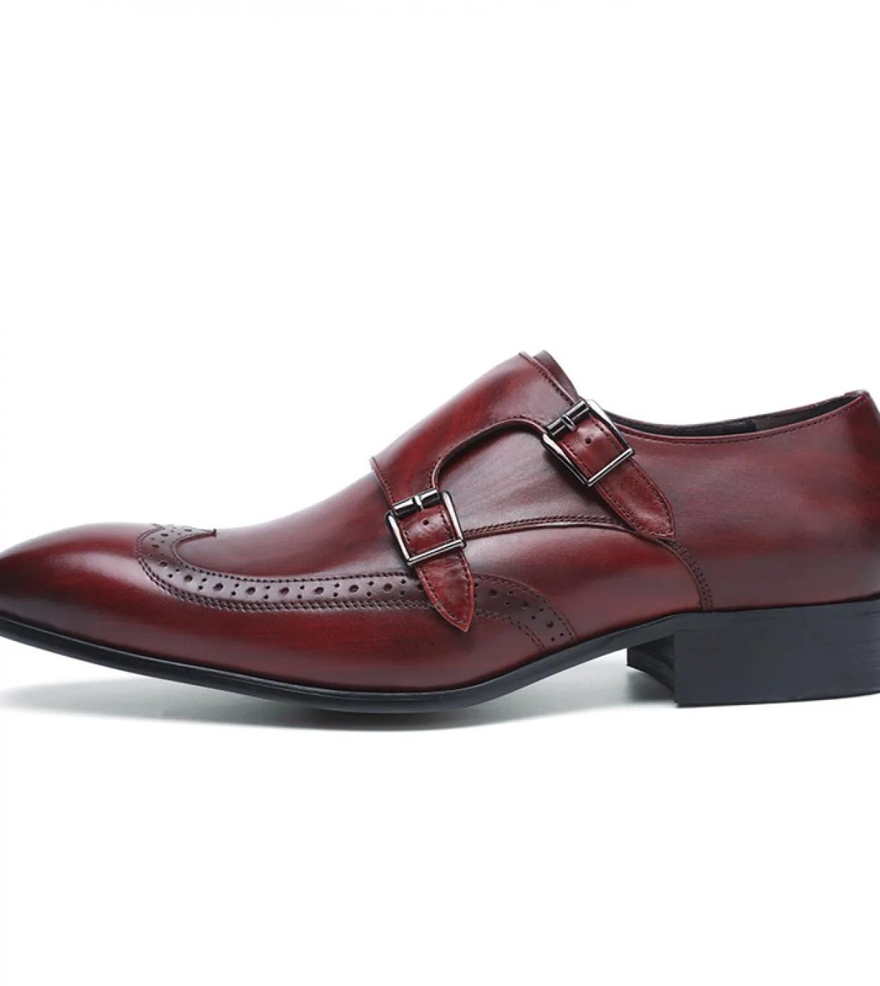 Scarpe eleganti da uomo Monk Strap Felix Chu Scarpe in pelle verniciata Genuino di alta qualità