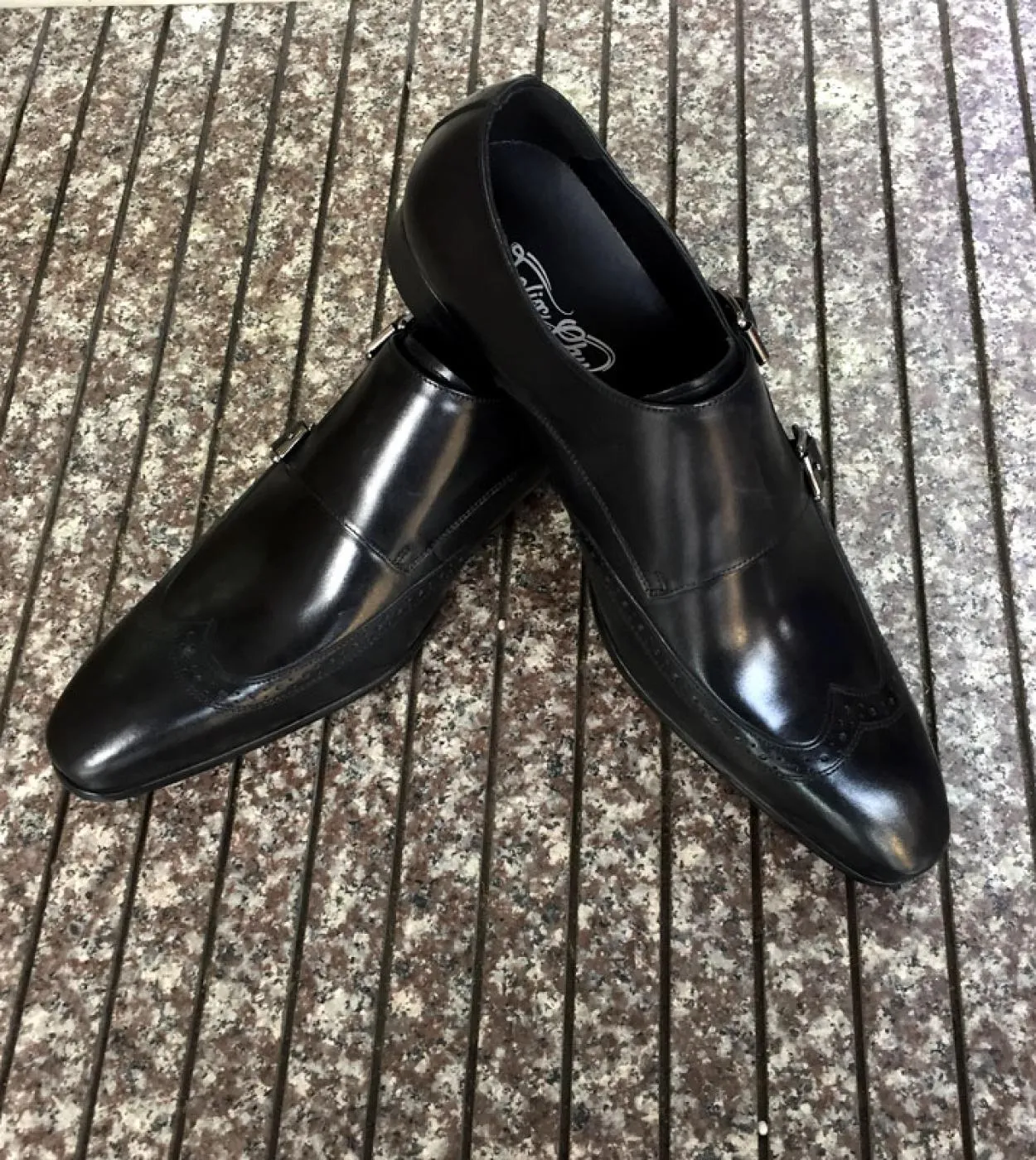 Scarpe eleganti da uomo Monk Strap Felix Chu Scarpe in pelle verniciata Genuino di alta qualità