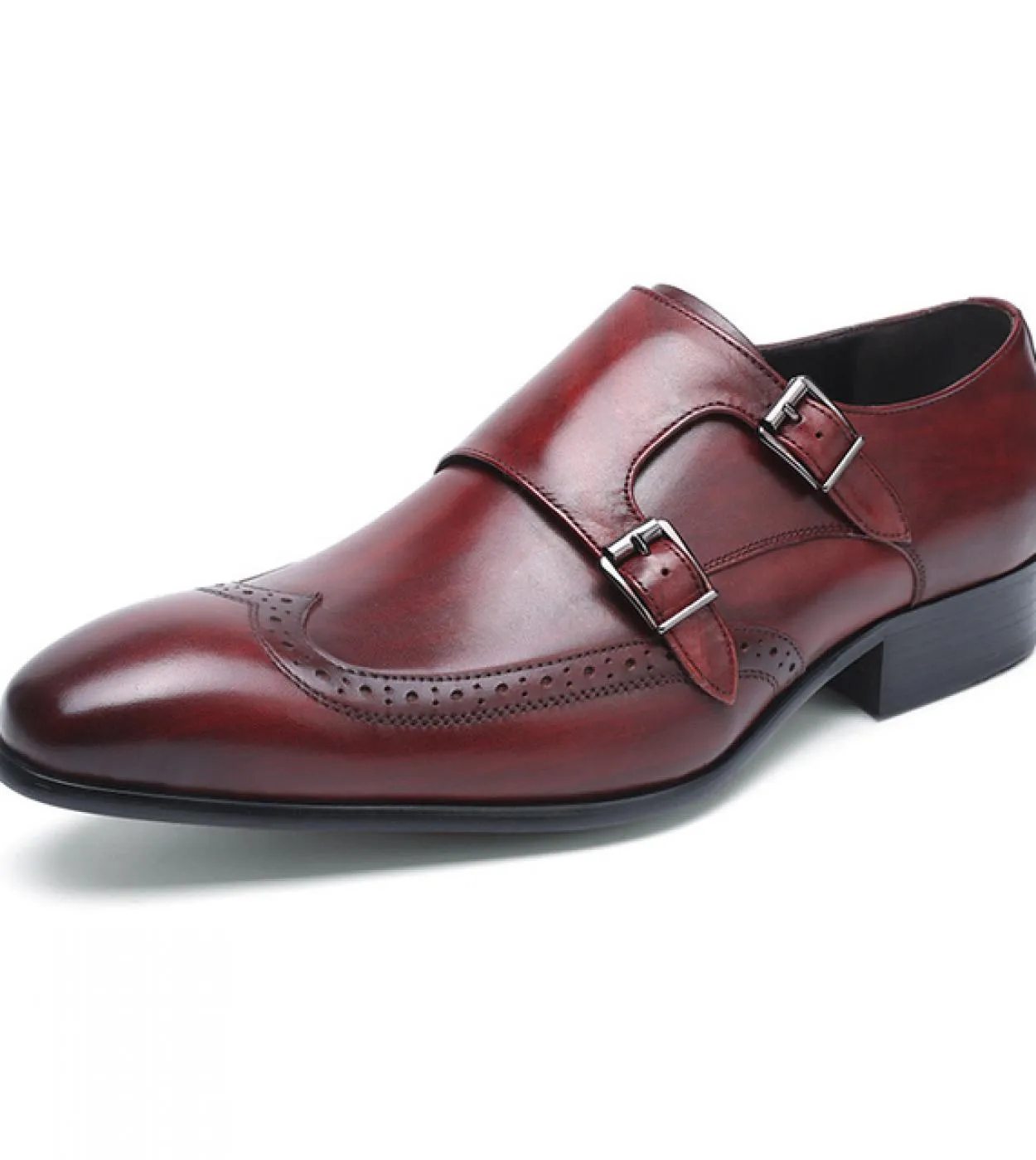 Scarpe eleganti da uomo Monk Strap Felix Chu Scarpe in pelle verniciata Genuino di alta qualità