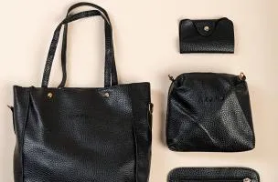 Set borsa e portafoglio 4 pezzi, nero