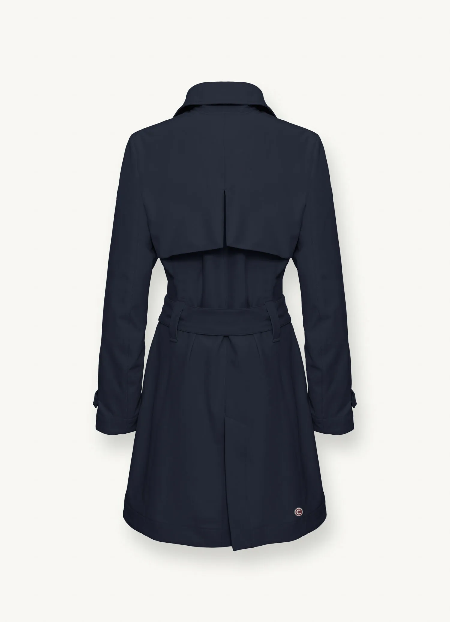 Softshell trench coat with belted waist