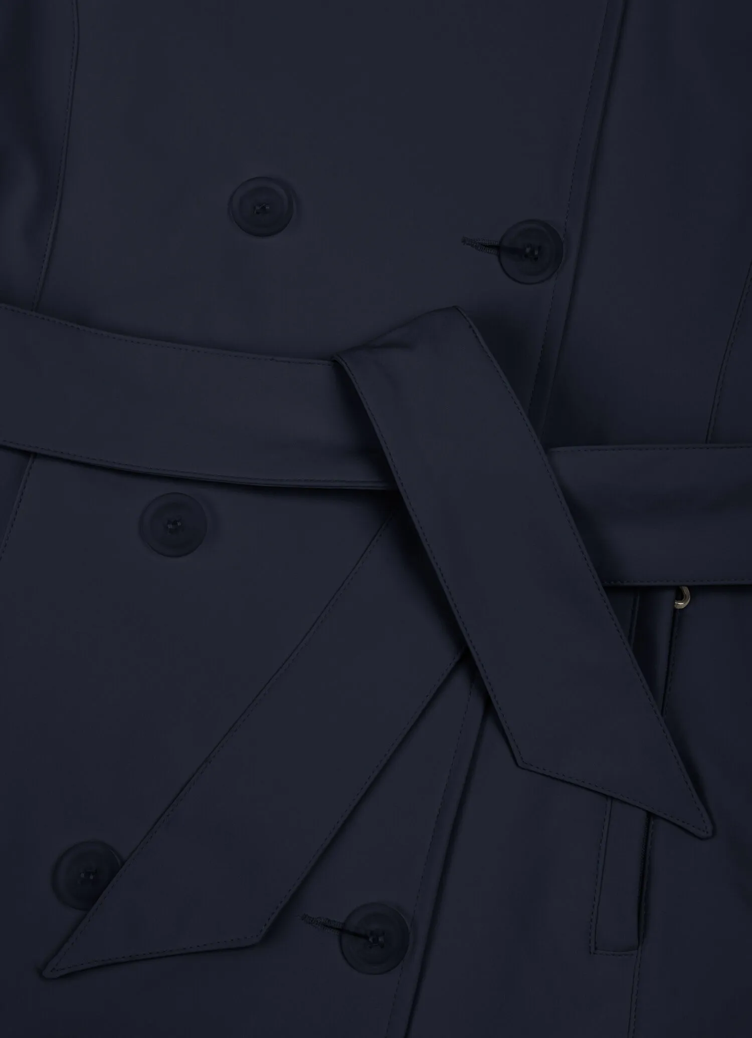 Softshell trench coat with belted waist