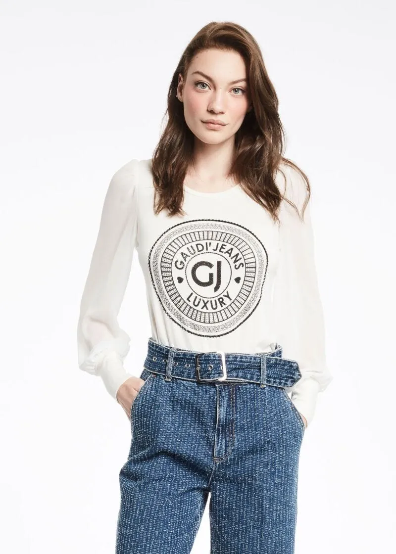 T shirt in viscosa e georgette