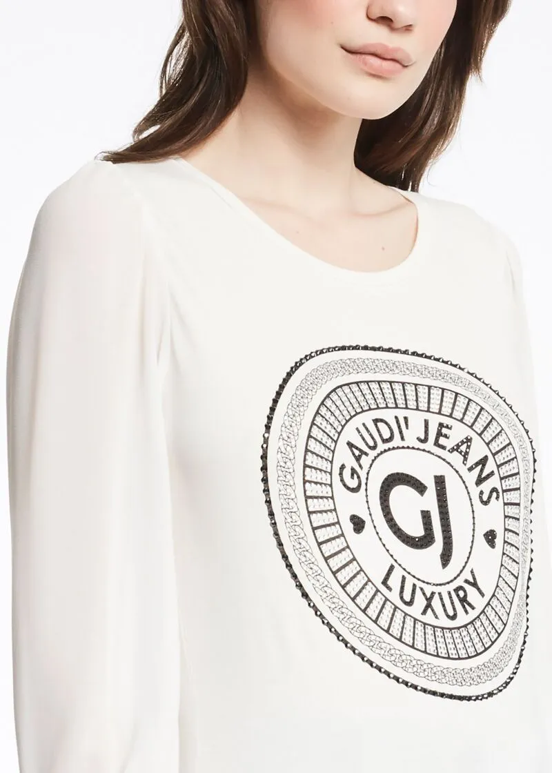 T shirt in viscosa e georgette