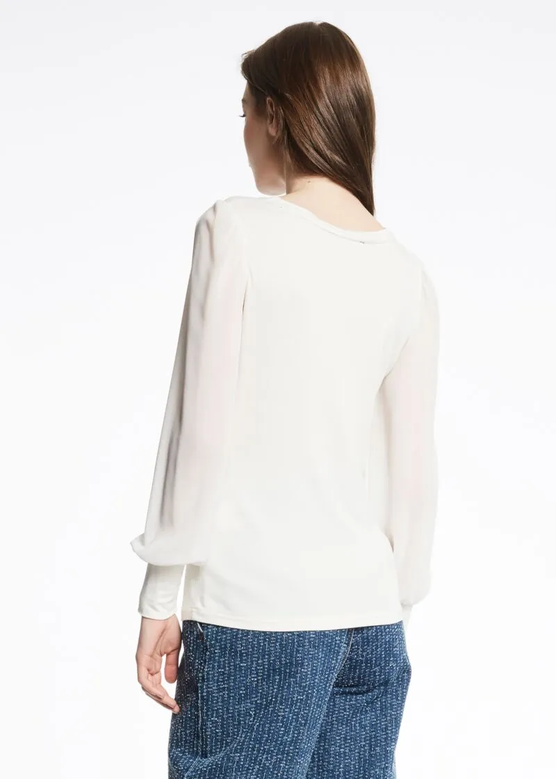 T shirt in viscosa e georgette
