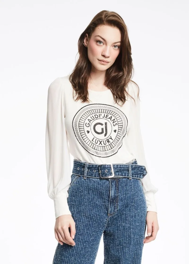T shirt in viscosa e georgette