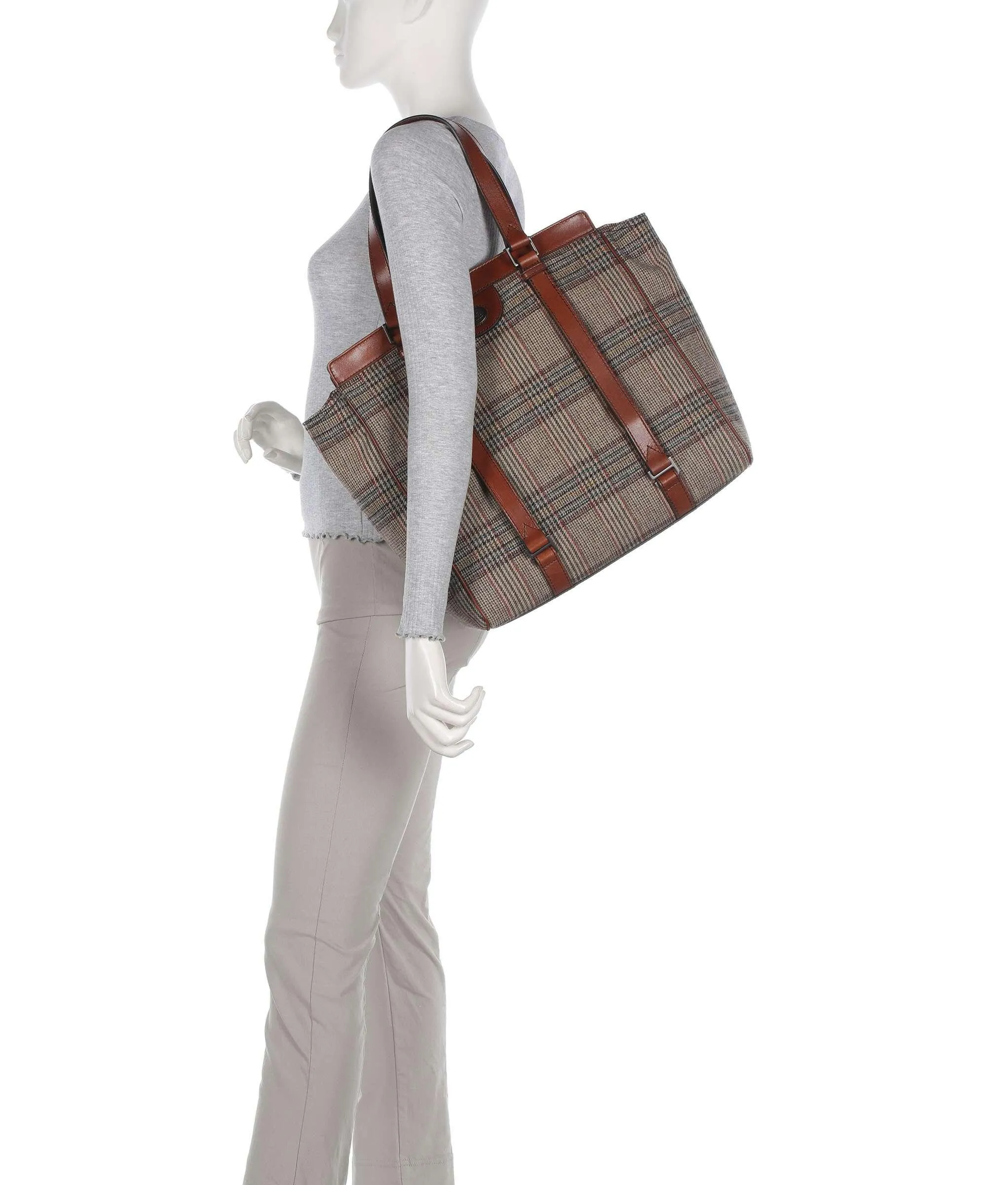  The Bridge Fabio Borsa shopper 13″ pelle di vacchetta finemente grana, tissu marrone  