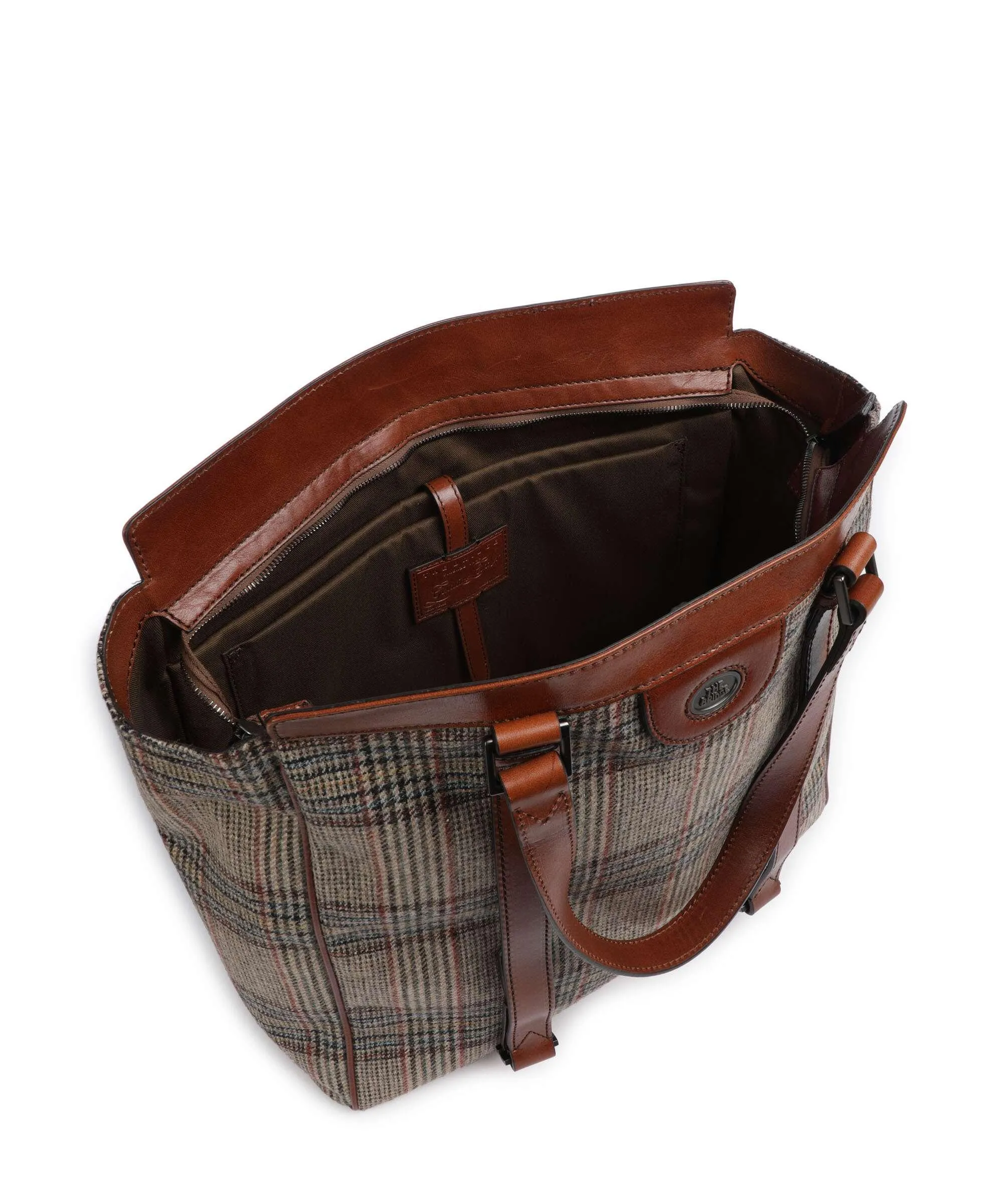  The Bridge Fabio Borsa shopper 13″ pelle di vacchetta finemente grana, tissu marrone  
