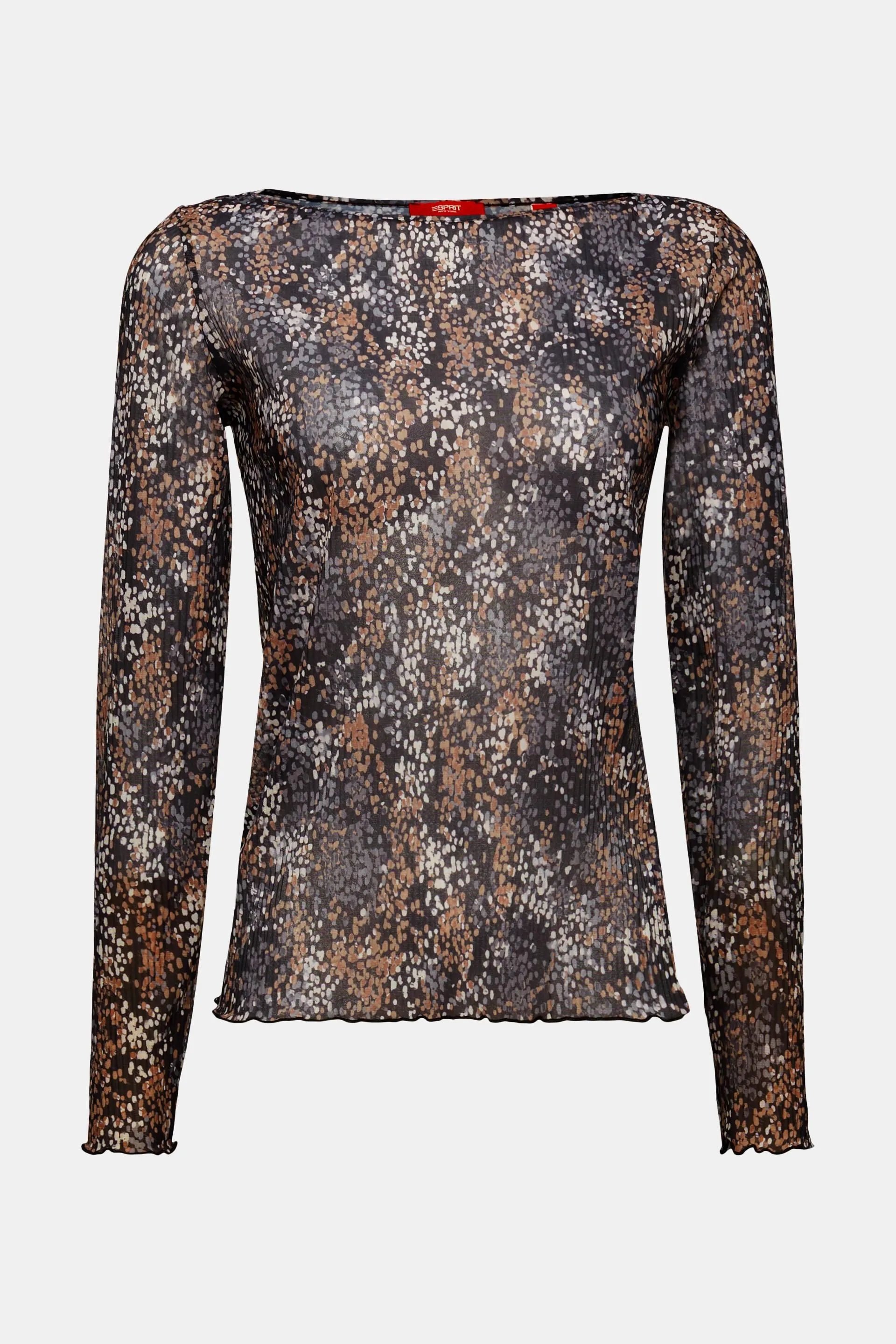 Top in mesh plissettato a fantasia