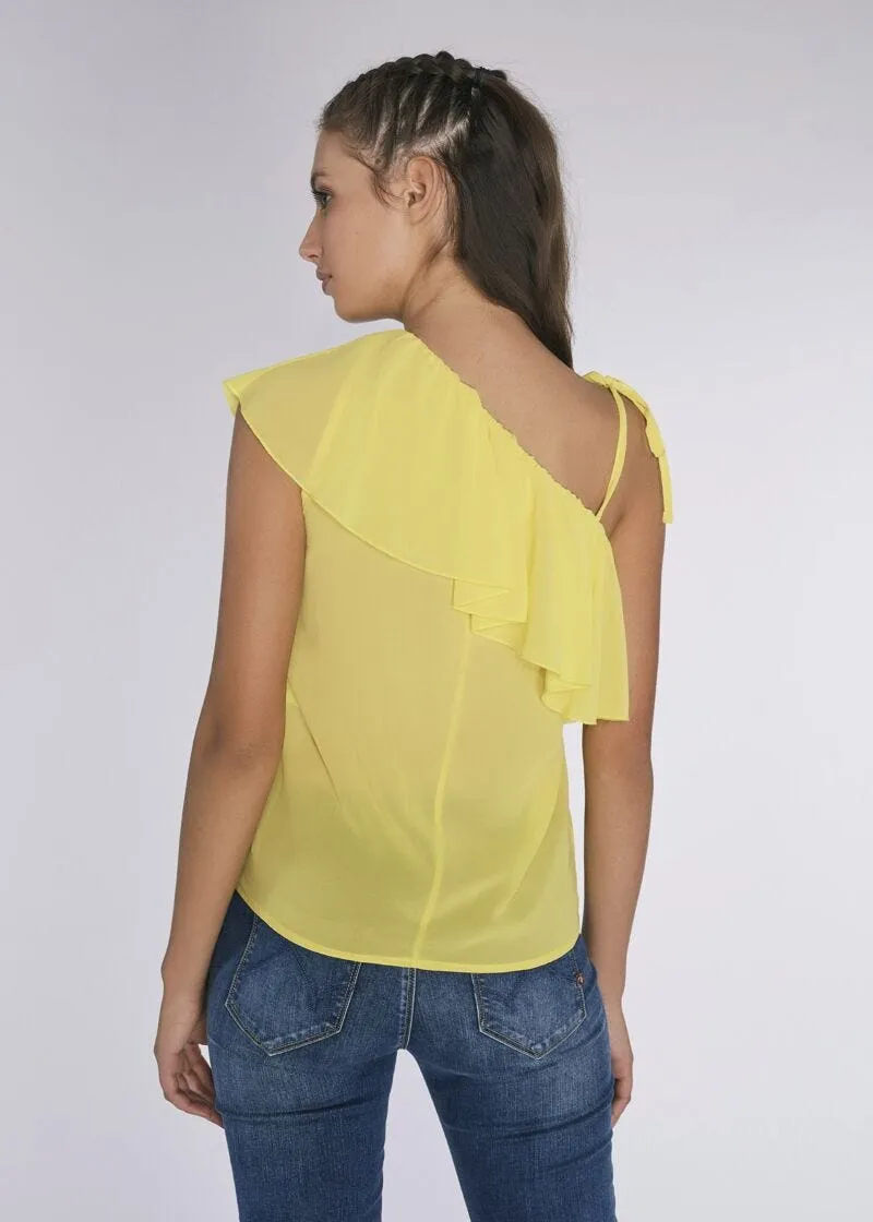 Top monospalla con rouches
