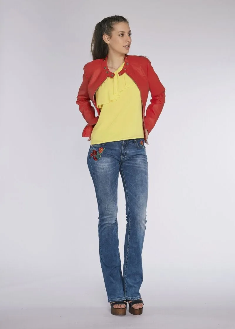 Top monospalla con rouches