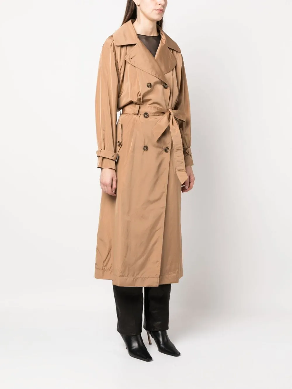 Trench a doppiopetto in marrone - donna