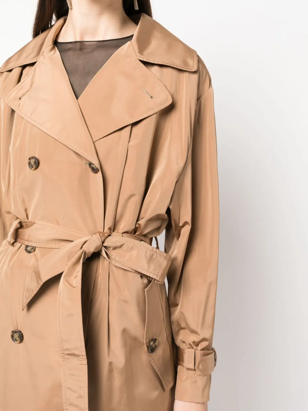 Trench a doppiopetto in marrone - donna