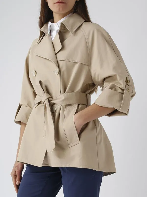 Trench donna Fay City corto doppiopetto in twill di cotone Beige Chiaro