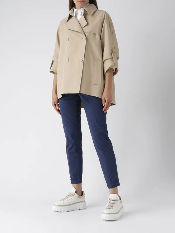 Trench donna Fay City corto doppiopetto in twill di cotone Beige Chiaro