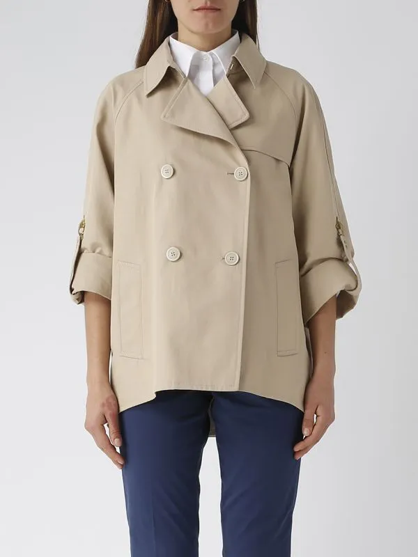 Trench donna Fay City corto doppiopetto in twill di cotone Beige Chiaro