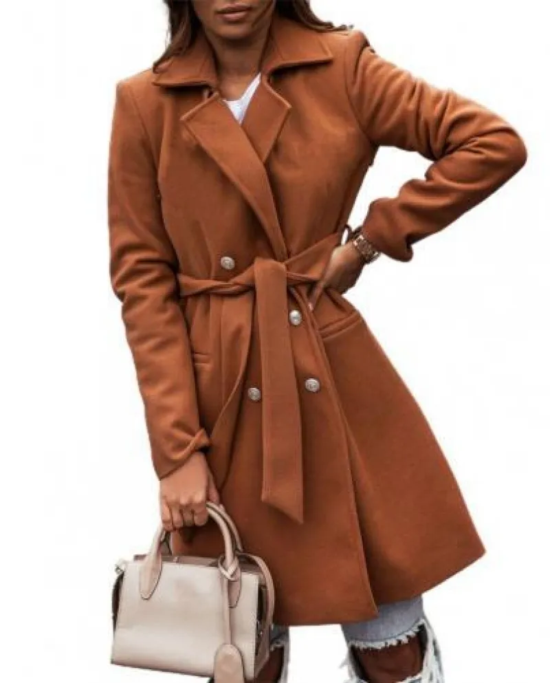 Trench in stile britannico da donna Elegante cintura in vita con risvolto spesso avvolgente Ov