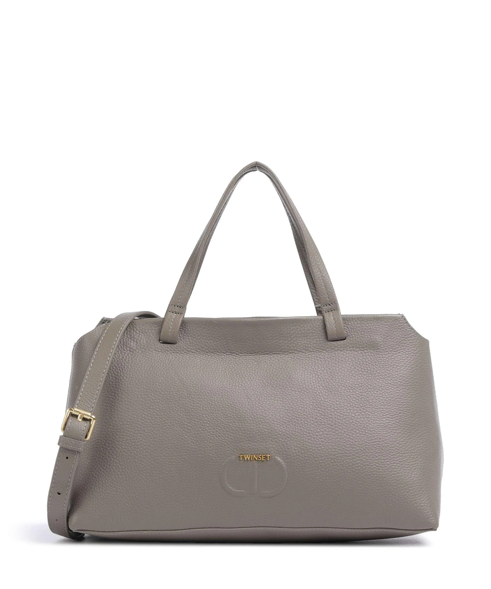  Twinset Many Monday Borsa a mano pelle di vacchetta grana taupe  