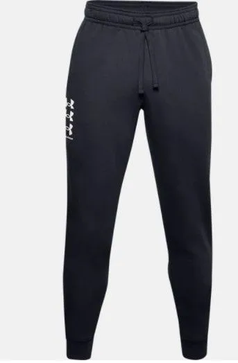 UNDER ARMOUR PANTALONI  JOGGER UA RIVAL FLEECE MULTILOGO NERO