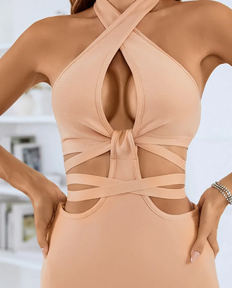 Vestito dalla cavezza della gonna della fasciatura del pizzo della cavità delle nuove donne lunghe del pannello esterno