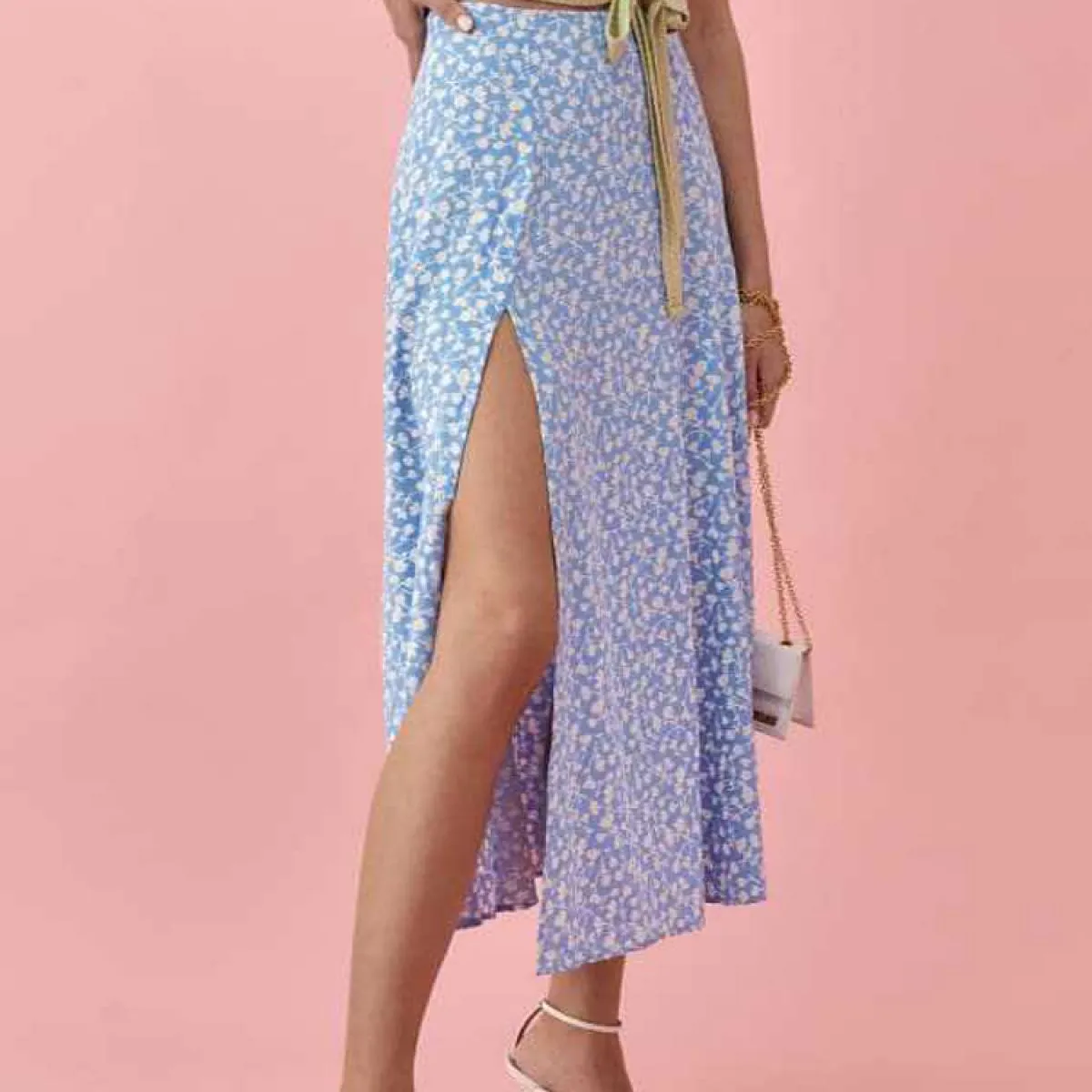 Vita alta con spacco floreale Gonna a metà donna Vintage Boho Gonne a trapezio Slim Party Streetwear 2022 Holiday Beachwe