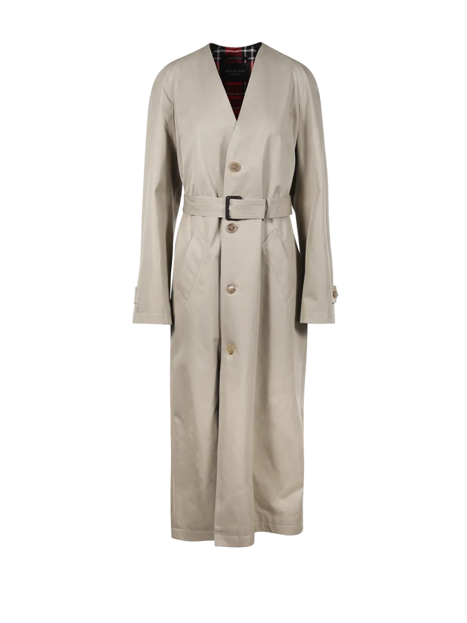WOMAN BALENCIAGA LIGHT MILITARY GREEN COTTON TRENCH LINING COAT