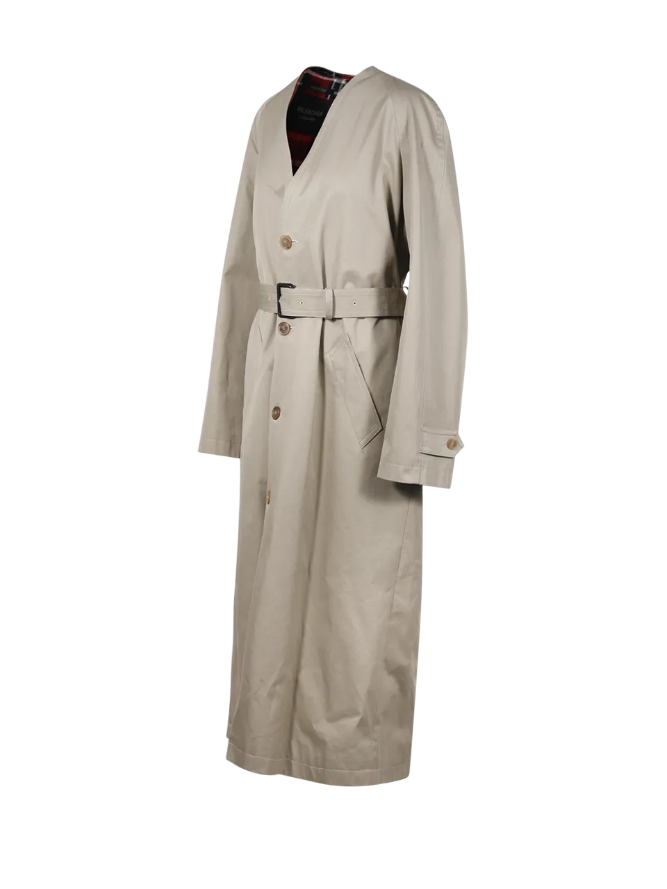 WOMAN BALENCIAGA LIGHT MILITARY GREEN COTTON TRENCH LINING COAT