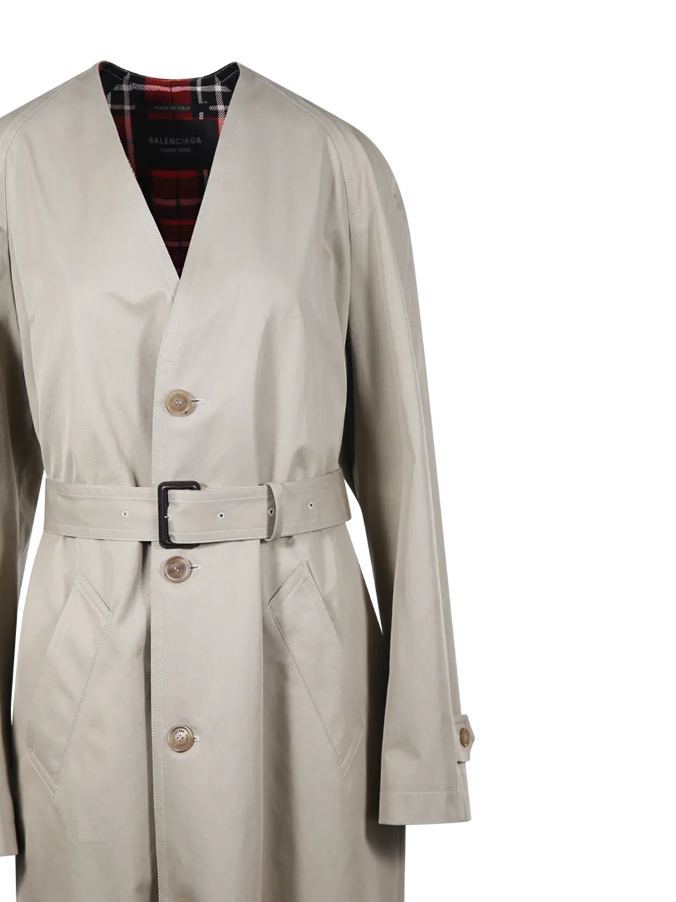 WOMAN BALENCIAGA LIGHT MILITARY GREEN COTTON TRENCH LINING COAT