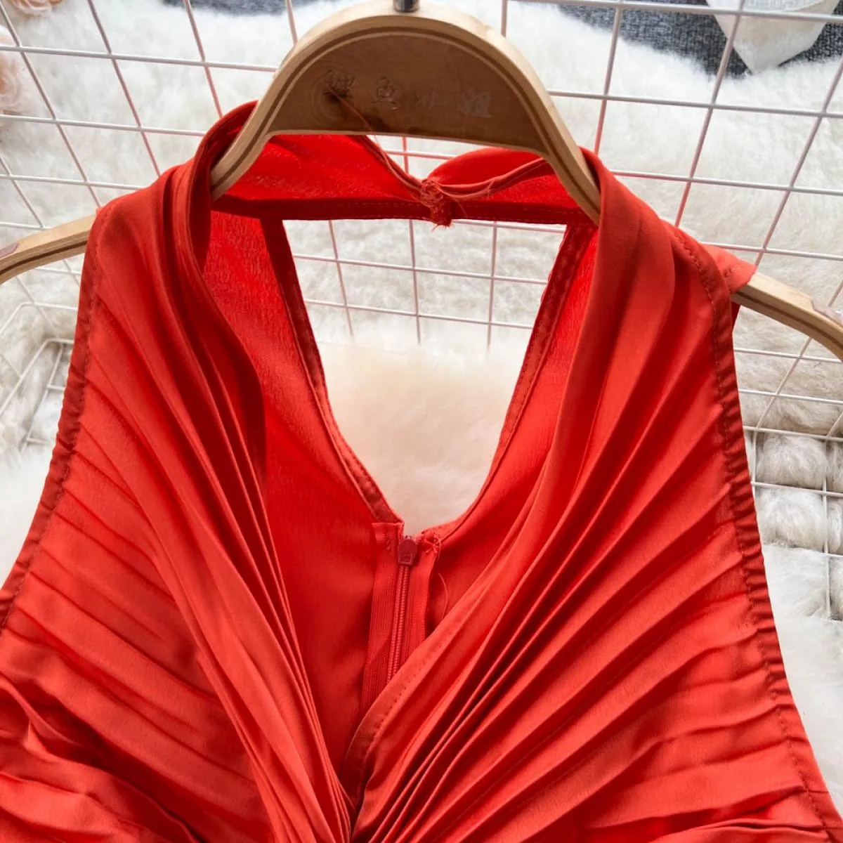 Youe Abito formale estivo Donna Pieghe pieghe Canotta senza maniche Abiti longuette slim Party Evening Shirring Abiti eleganti N