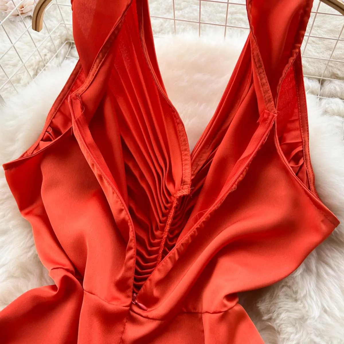 Youe Abito formale estivo Donna Pieghe pieghe Canotta senza maniche Abiti longuette slim Party Evening Shirring Abiti eleganti N
