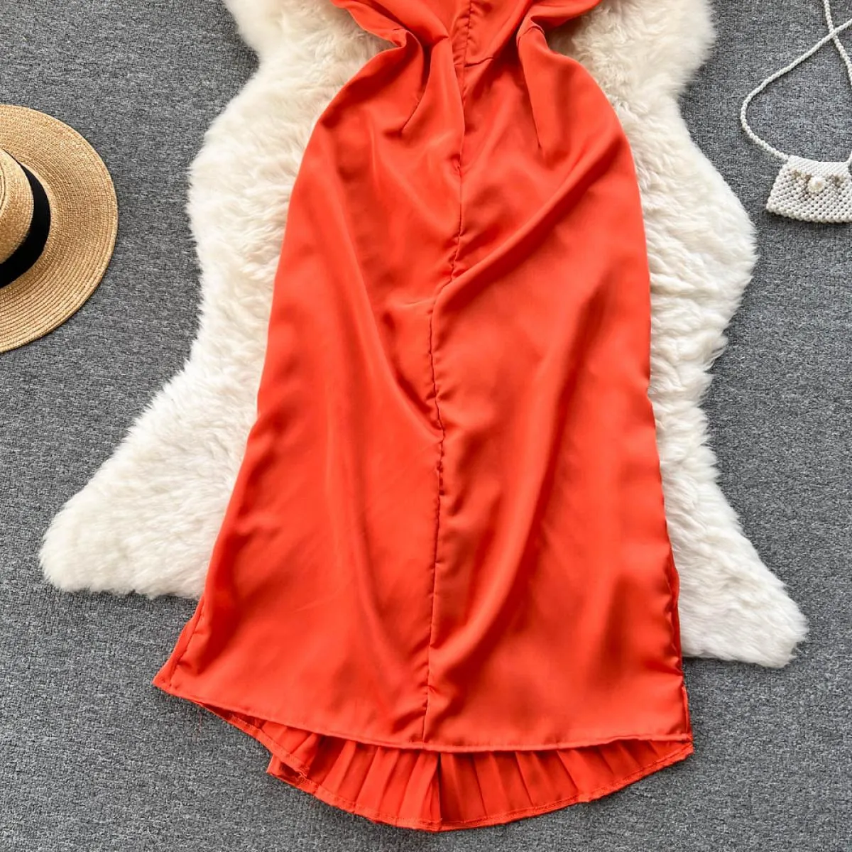 Youe Abito formale estivo Donna Pieghe pieghe Canotta senza maniche Abiti longuette slim Party Evening Shirring Abiti eleganti N