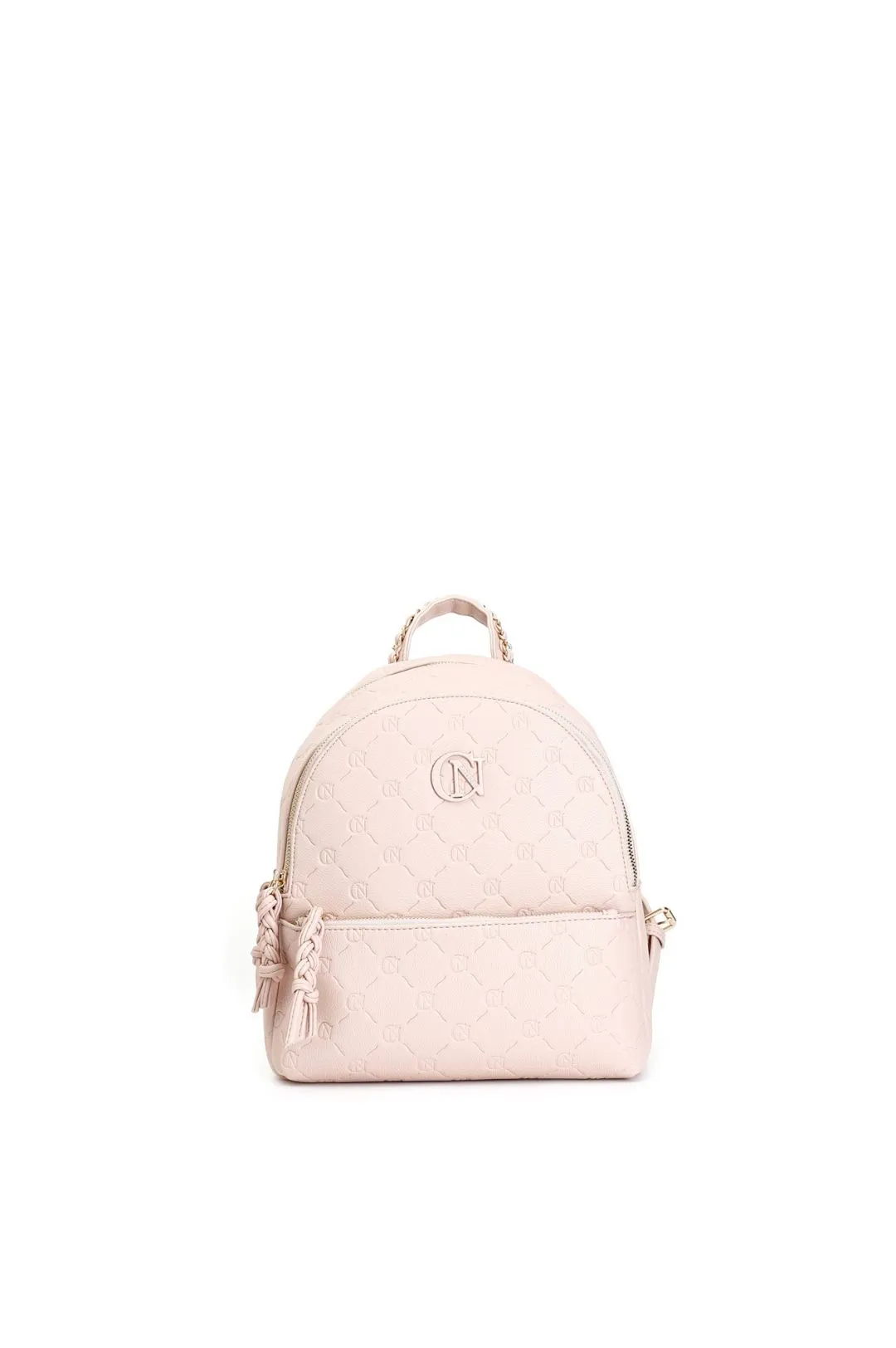 zaino con logo embossed all over cipria